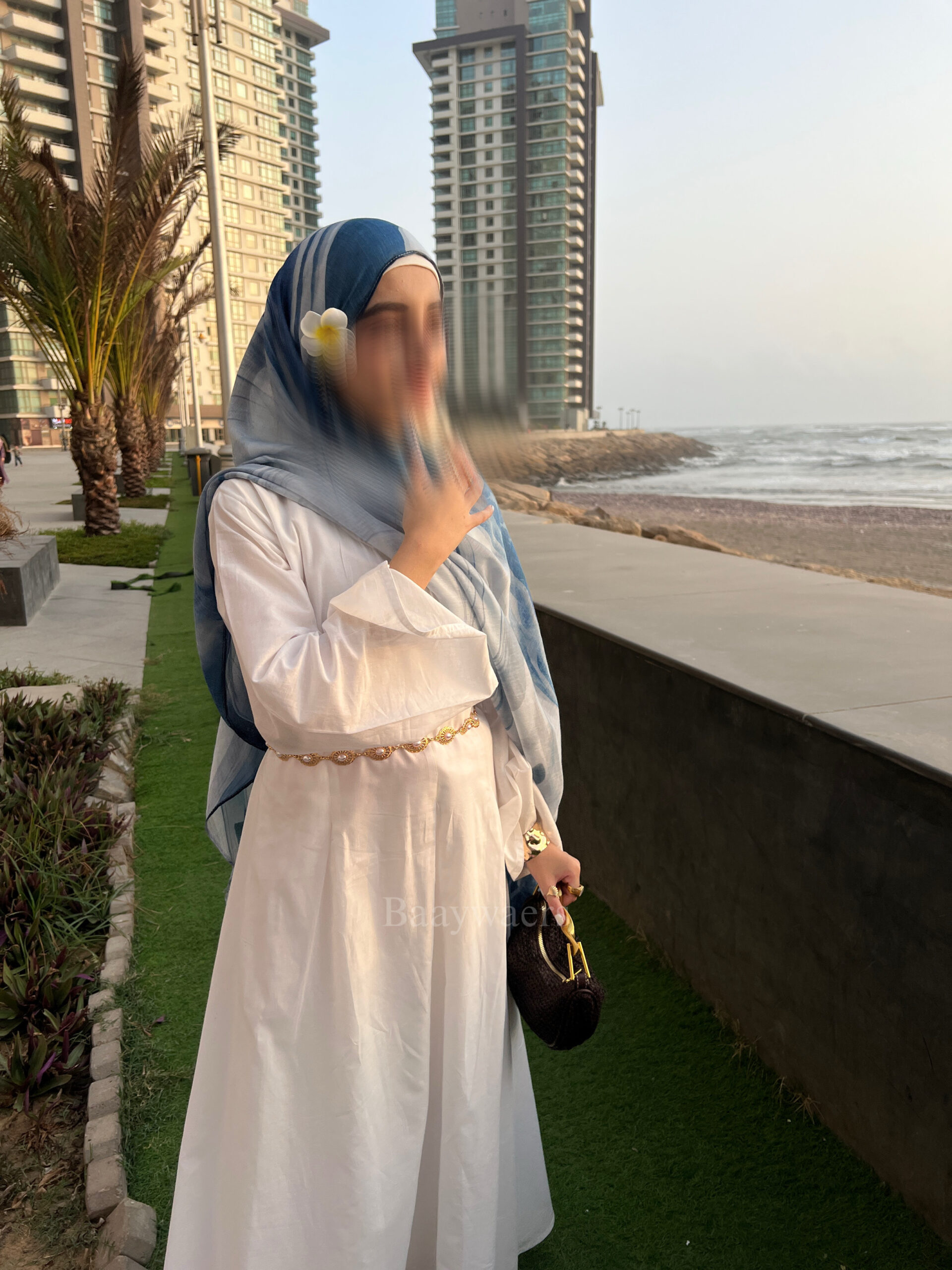 white modest dress hijabi outfit
